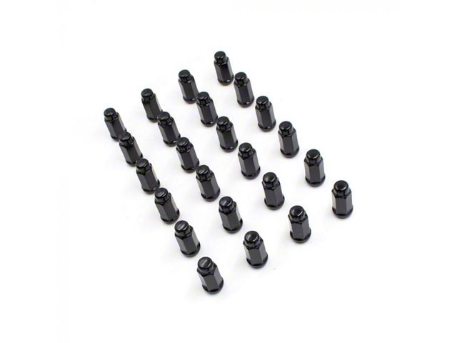 Black XL Acorn Lug Nut Kit; 14mm x 1.5; Set of 24 (22-24 Bronco Raptor)