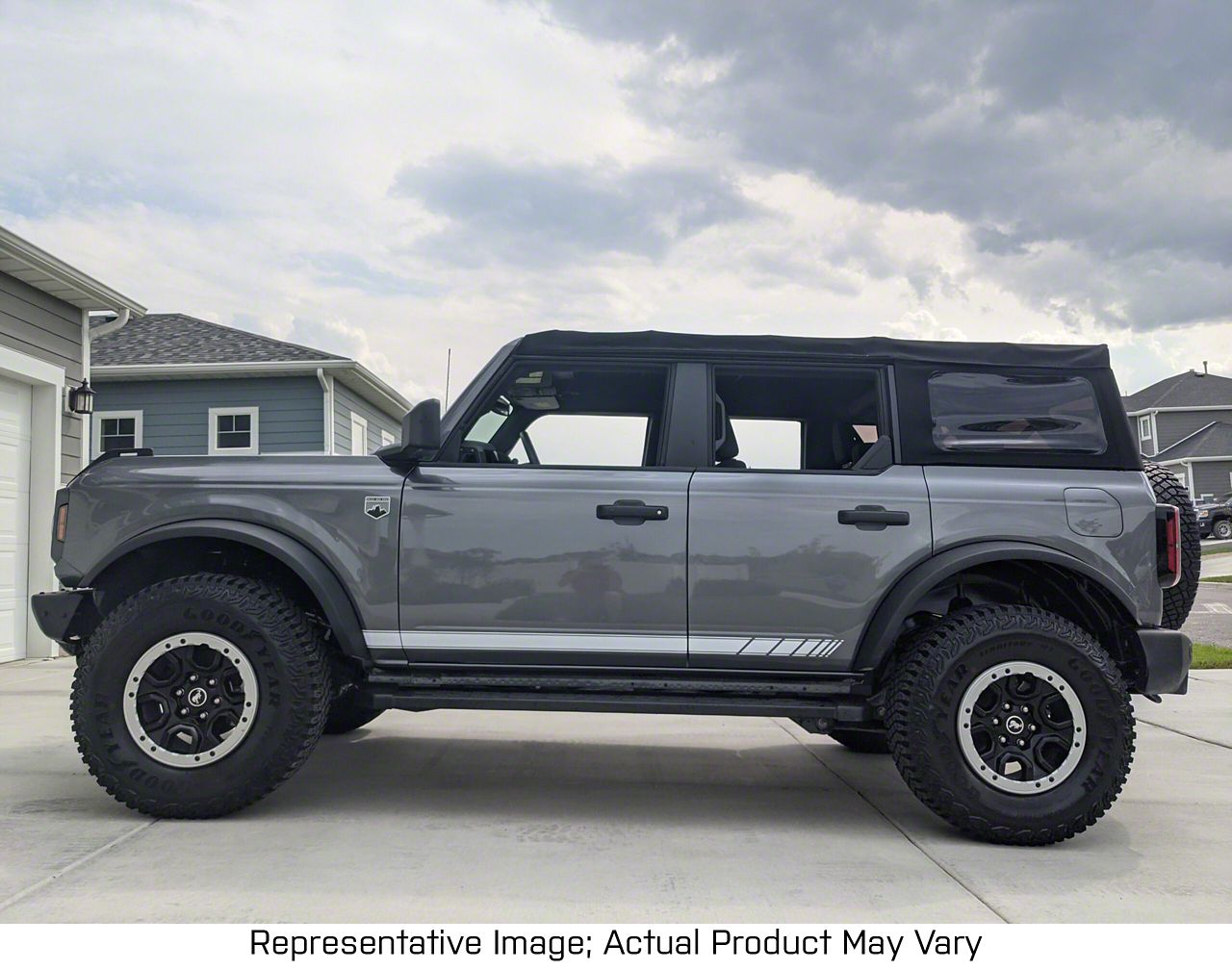 Retro Side Stripe Decal For 2021-2024 Ford Bronco – Matte Black, 3M Vinyl