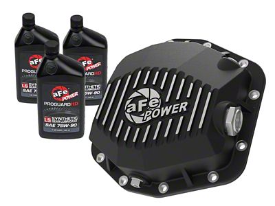 AFE Pro Series Rear Differential Cover with Machined Fins and 75w-90 Gear Oil; Black (21-24 Bronco)