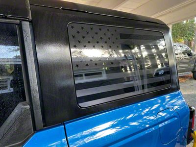 Quarter Window American Flag Decals; Black Reflective (21-24 Bronco w/ Hard Top)