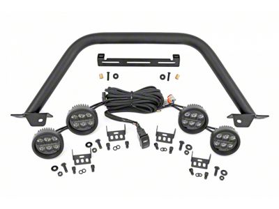 Rough Country Safari Bar Kit with Quad 3.50-Inch Round Amber DRL LED Lights (21-24 Bronco w/ Modular Front Bumper)