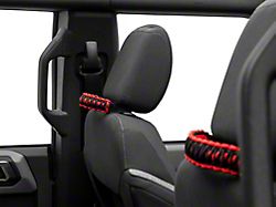 RedRock Paracord Headrest Handles; Black and Red (21-23 Bronco)
