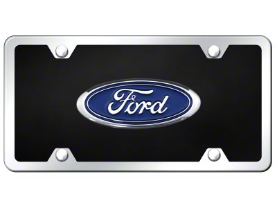 Ford License Plate; Chrome on Black (Universal; Some Adaptation May Be Required)