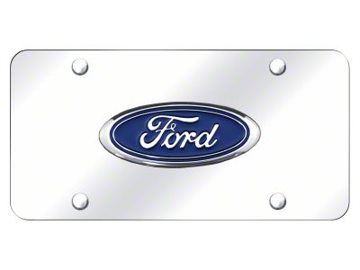 Ford Logo License Plate; Chrome on Chrome (Universal; Some Adaptation May Be Required)