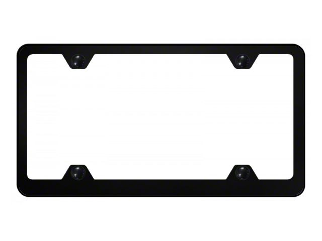 4-Hole Wide Body License Plate Frame; Black Powder-Coated Stainless (Universal; Some Adaptation May Be Required)