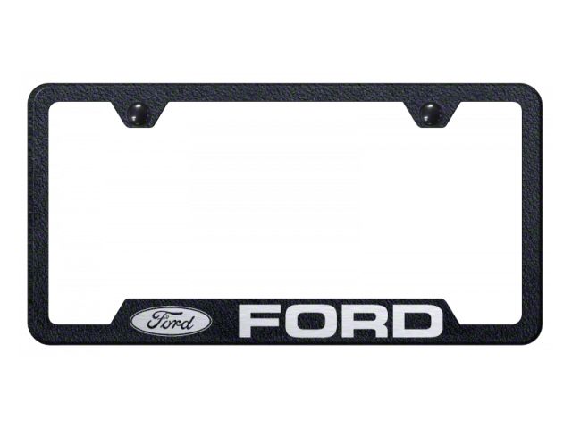 Ford Laser Etched Cut-Out License Plate Frame; Rugged Black (Universal; Some Adaptation May Be Required)