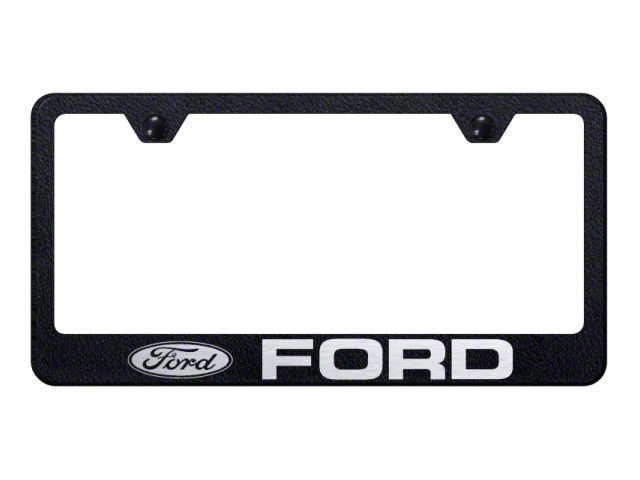 Ford Laser Etched Stainless Steel License Plate Frame; Rugged Black (Universal; Some Adaptation May Be Required)