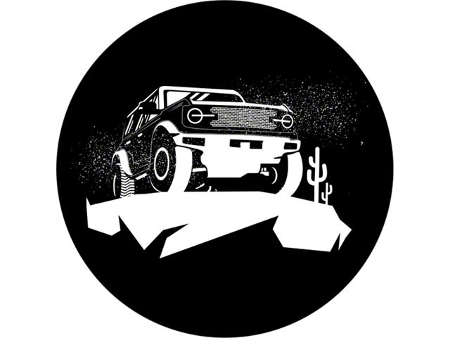 Bronco on the Cliff Spare Tire Cover; Black (21-24 Bronco)