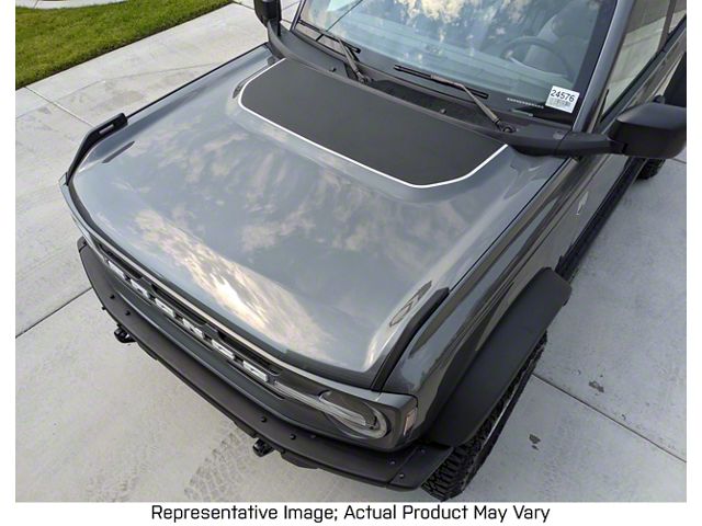 Hood Decal with Outline; Satin Black and Magnetic (21-24 Bronco, Excluding Raptor)