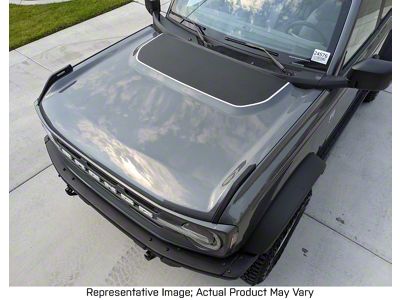 Hood Decal with Outline; Matte Black and Performance Blue (21-24 Bronco, Excluding Raptor)