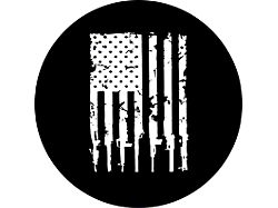 Distressed American Flag Guns Design Spare Tire Cover with White Flag; Black (21-23 Bronco)