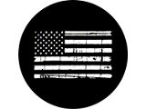 Distressed American Flag in White Spare Tire Cover; Black (21-26 Bronco)