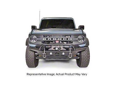 Fab Fours Stubby Winch Front Bumper with Pre-Runner Guard; Bare Steel (21-24 Bronco, Excluding Raptor)