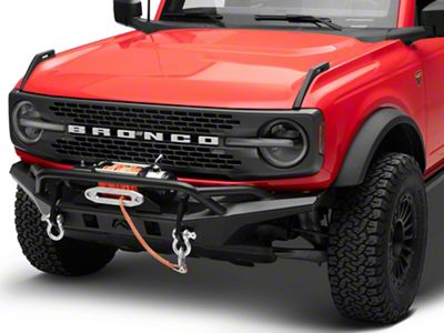 Fab Fours Stubby Winch Front Bumper with Pre-Runner Guard; Matte Black (21-23 Bronco, Excluding Raptor)