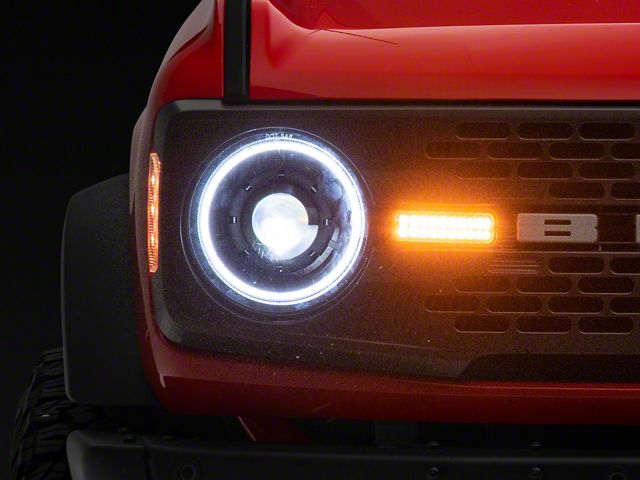 Oracle Oculus Bi-LED Projector Headlights with Amber/White Switchback Halo; Black Housing; Clear Lens (21-24 Bronco)