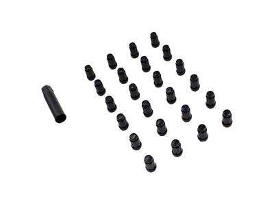Black 6-Spline Lug Nut Kit; 12mm x 1.5; Set of 24 (21-24 Bronco, Excluding Raptor)