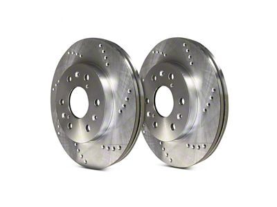SP Performance Cross-Drilled 6-Lug Rotors with Silver ZRC Coated; Front Pair (21-24 Bronco, Excluding Raptor)
