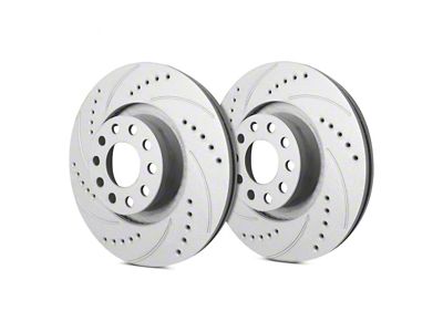 SP Performance Cross-Drilled and Slotted 6-Lug Rotors with Gray ZRC Coating; Rear Pair (21-23 Bronco, Excluding Raptor)