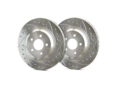 SP Performance Cross-Drilled and Slotted 6-Lug Rotors with Silver ZRC Coated; Front Pair (21-23 Bronco, Excluding Raptor)