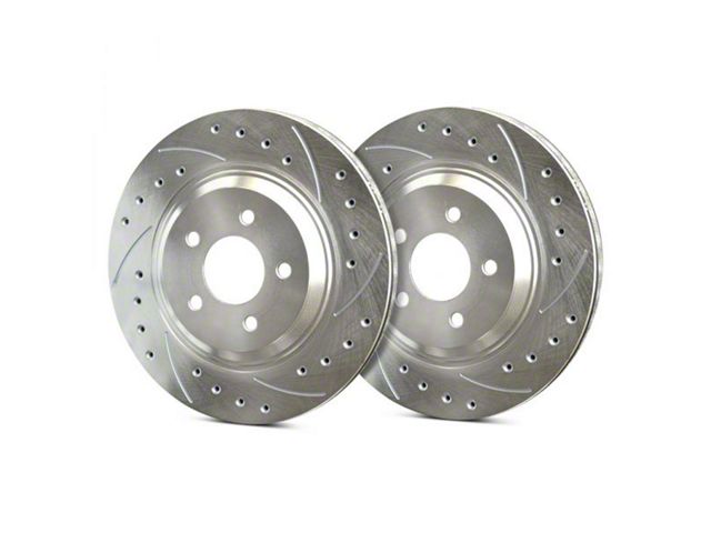 SP Performance Cross-Drilled and Slotted 6-Lug Rotors with Silver ZRC Coated; Rear Pair (21-24 Bronco, Excluding Raptor)