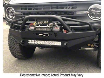 Affordable Offroad Shorty Winch Front Bumper with Bull Bar; Bare Metal (21-23 Bronco, Excluding Raptor)
