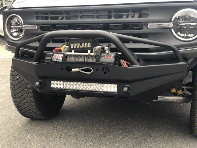 Affordable Offroad Shorty Winch Front Bumper with Bull Bar; Black (21-24 Bronco, Excluding Raptor)