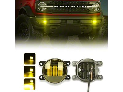 LED Fog Lights; Amber (21-24 Bronco w/ Plastic Front Bumper)