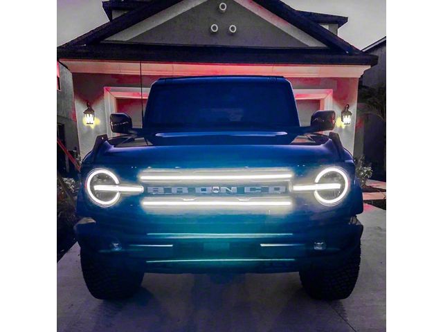 Sick Diesel LED Grille Lights; Silver Frame (21-24 Bronco Outer Banks)