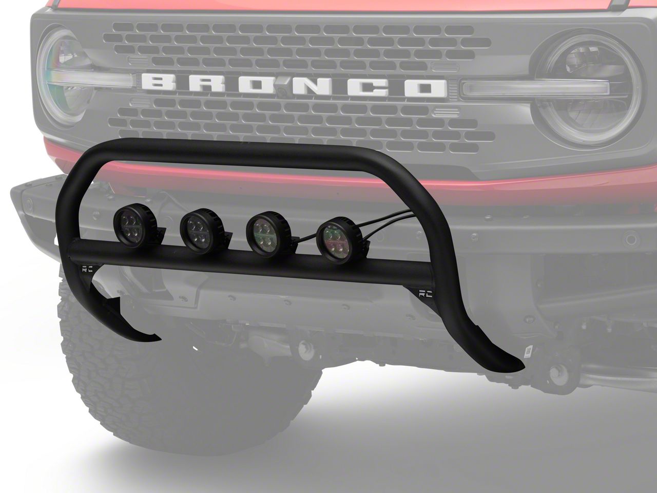 Rough Country Bronco Nudge Bar with 3.50Inch Round Amber LED Lights 51039 (2124 Bronco w