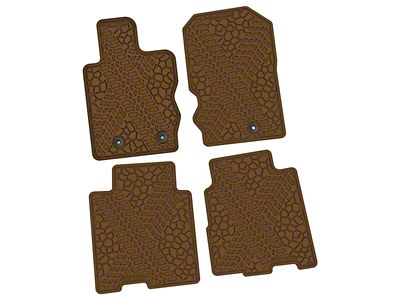 FLEXTREAD Factory Floorpan Fit Tire Tread/Scorched Earth Scene Front and Rear Floor Mats; Saddle (21-24 Bronco 4-Door)