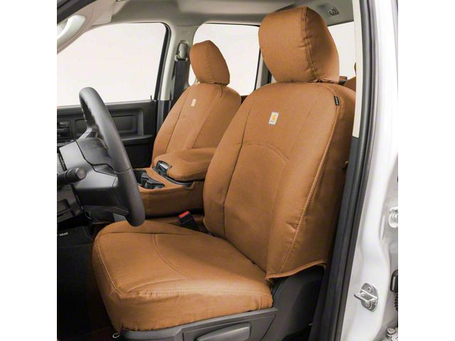 Covercraft Carhartt PrecisionFit Custom Front Row Seat Covers; Brown (21-24 Bronco 4-Door w/ Cloth Seats)