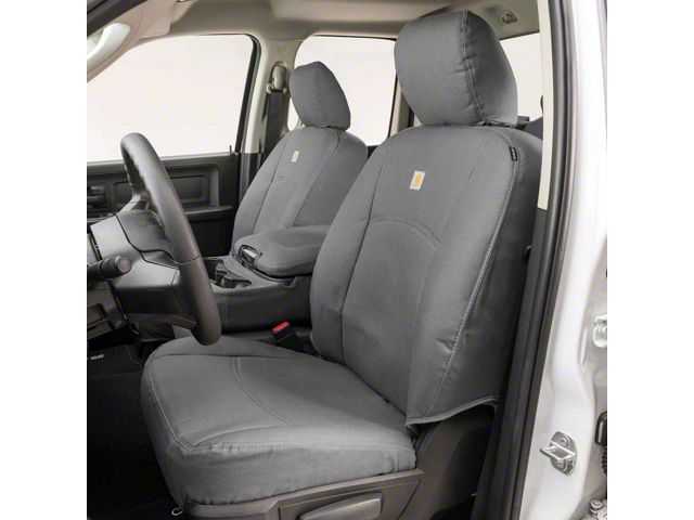 Covercraft Carhartt PrecisionFit Custom Front Row Seat Covers; Gravel (21-24 Bronco 2-Door w/ Cloth Seats)