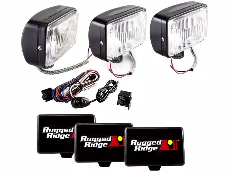 Rugged Ridge 5x7-Inch Halogen Fog Lights; Set of Three (Universal; Some Adaptation May Be Required)
