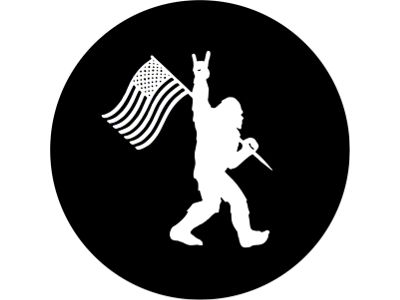 Rock-On Bigfoot with American Flag Spare Tire Cover with Camera Cutout; Black (21-24 Bronco)