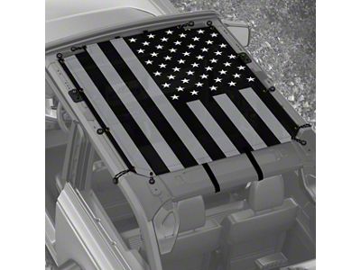 4x4 Attitude Sunshade; Black and White USA Flag (21-24 Bronco 2-Door)