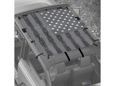 4x4 Attitude Sunshade; US Flag Gray Tire Treads (21-24 Bronco 2-Door)