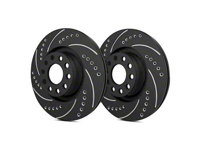 SP Performance Cross-Drilled and Slotted 6-Lug Rotors with Black ZRC Coated; Front Pair (21-23 Bronco, Excluding Raptor)