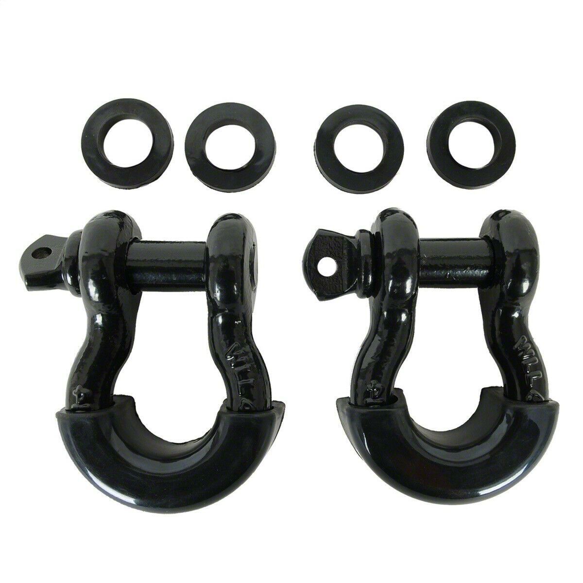 Bronco 3/4Inch DRing Shackle with Isolator; Black Free Shipping