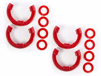 Rugged Ridge 3/4-Inch D-Ring Shackle Isolators; Red; Set of Four
