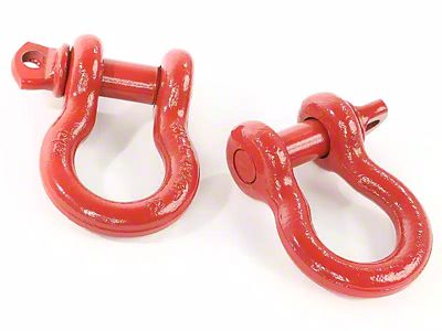 Rugged Ridge 3/4-Inch D-Ring Shackles; Red