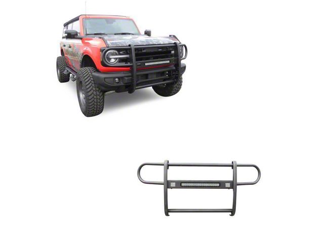 Beacon Grille Guard with 20-Inch LED Light Bar; Black (21-24 Bronco, Excluding Raptor)
