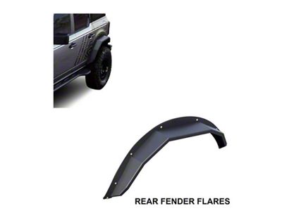 Heavy Duty Fender Flares; Rear; Textured Black (21-24 Bronco 4-Door, Excluding Raptor)