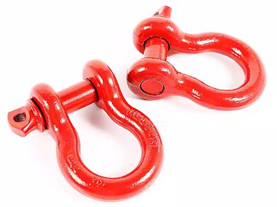 Rugged Ridge 7/8-Inch D-Ring Shackles; Red