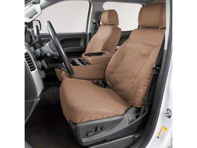 Covercraft Seat Saver Polycotton Custom Front Row Seat Covers; Tan (21-24 Bronco 4-Door, Excluding Raptor)