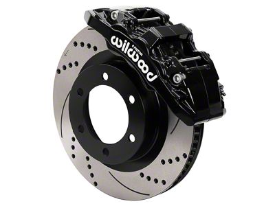 Wilwood AERO6-DM Front Big Brake Kit with 13.38-Inch Drilled and Slotted Rotors; Black Calipers (21-24 Bronco, Excluding Raptor)