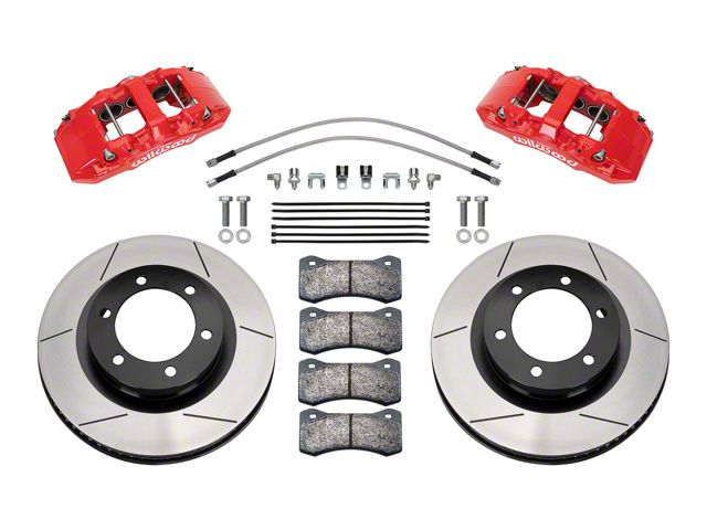 Wilwood AERO6-DM Front Big Brake Kit with 13.38-Inch Slotted Rotors; Red Calipers (21-24 Bronco, Excluding Raptor)