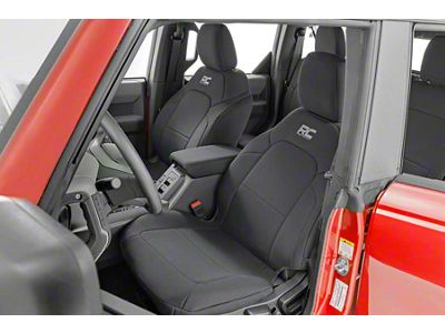 Rough Country Neoprene Front and Rear Seat Covers; Black (21-24 Bronco 4-Door w/ Rear Folding Armrest)