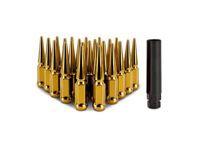 Mishimoto Gold Steel Spiked Lug Nuts; M12 x 1.5; Set of 24 (21-24 Bronco, Excluding Raptor)