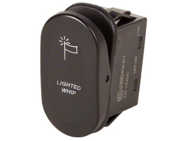 Rugged Ridge 2-Position Rocker Switch with Lighted Whip Logo; Amber (Universal; Some Adaptation May Be Required)