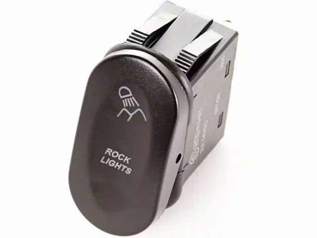 Rugged Ridge 2-Position Rocker Switch with Rock Lights Logo; Amber (Universal; Some Adaptation May Be Required)